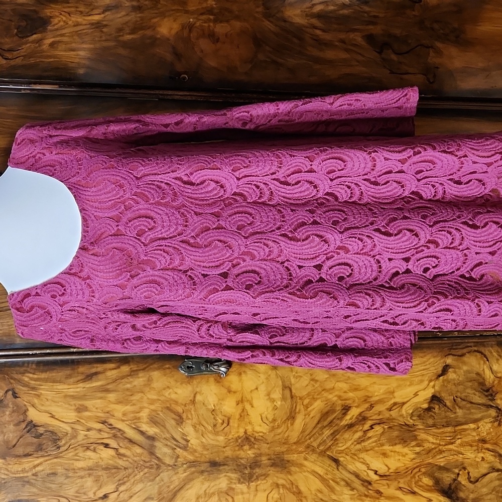 Giani Binni Elegant Lace Long Sleeve Dress in Pink